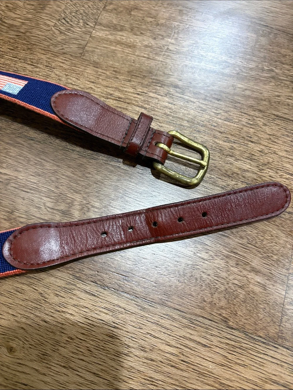 Smathers & Branson American Flag Needlepoint Belt in Navy Size 40